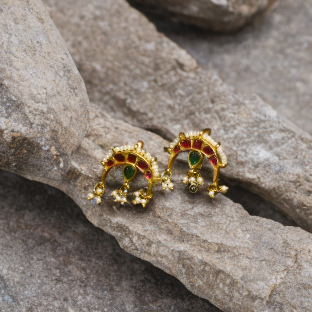 Antique Gold Plated Bugadi Earrings - Vintage Heritage Style