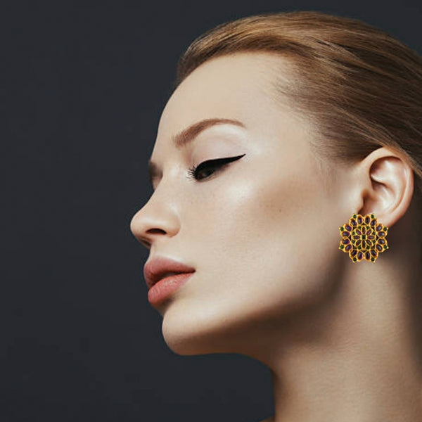 Antique Kemp Stone Studs - Round Traditional Earrings for Women