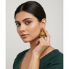 Antique Zircon Jhumka Earrings with Green Beads