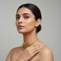 Antique Zircon Lakshmi Choker Armlet - Silver Plated Traditional Jewelry for Women