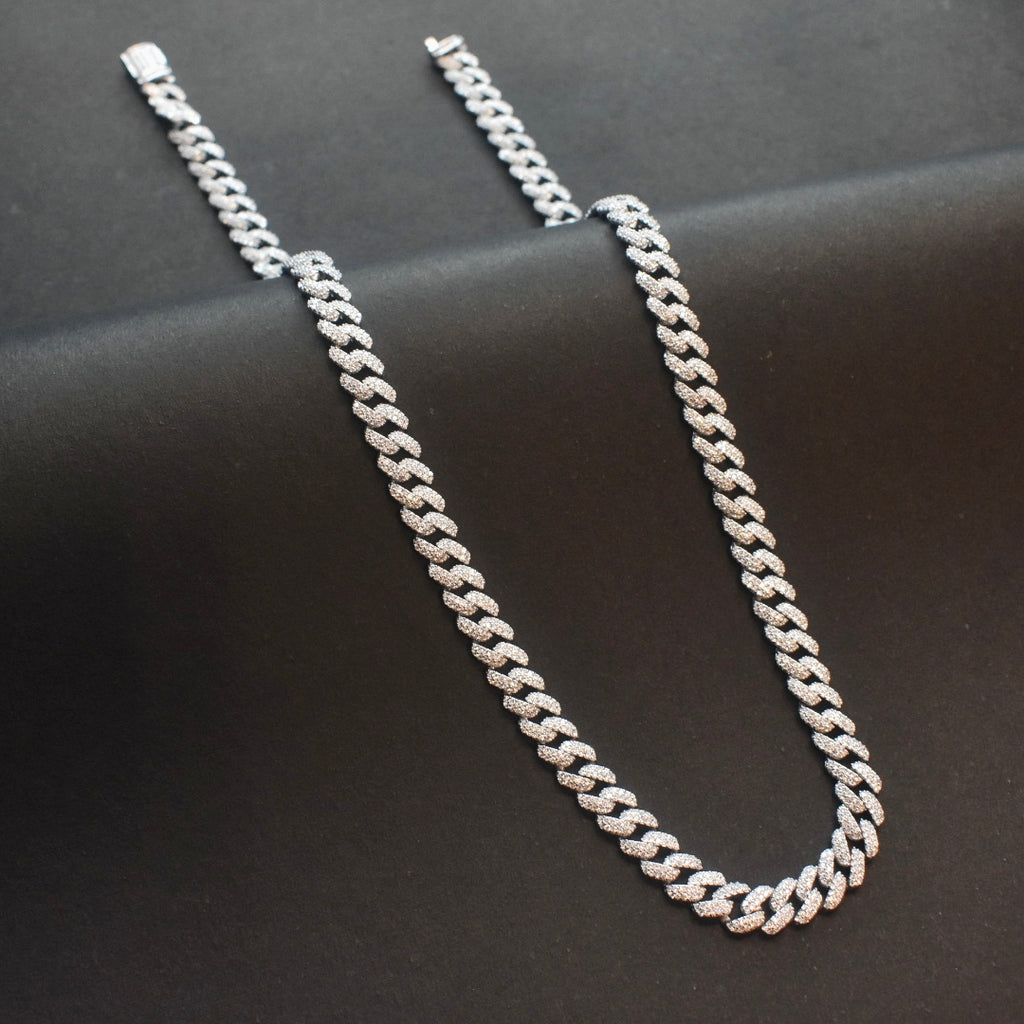 Asp 925 Silver Cuban Zircon Chain For Men