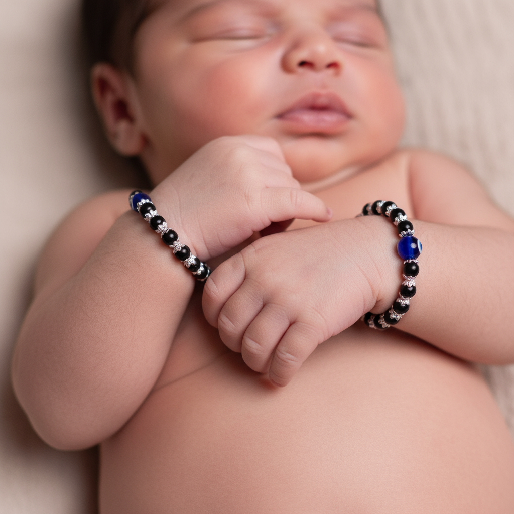 Asp 925 Silver Nazariya Bracelet with Evil Eye Charms for Babies (0-15 Months)
