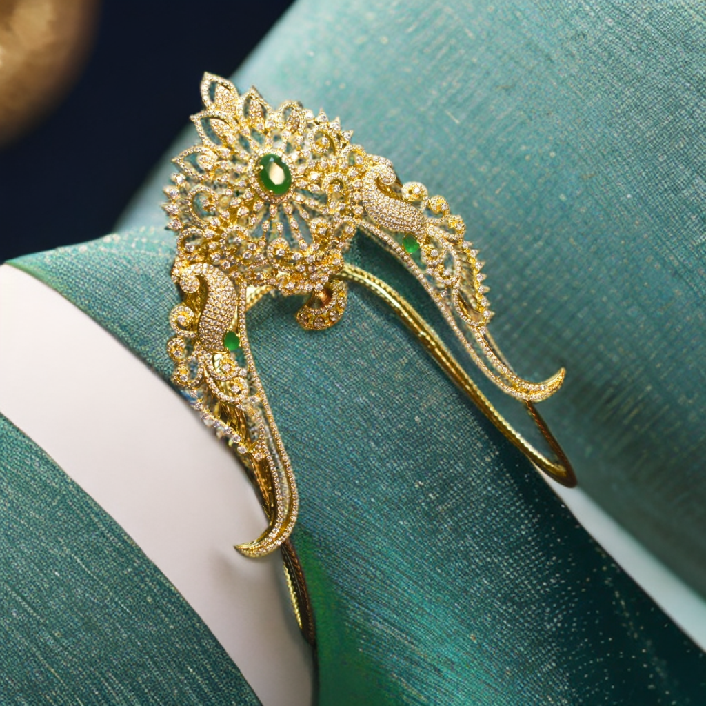 Asp Gold Plated Cz Arm Vanki-green