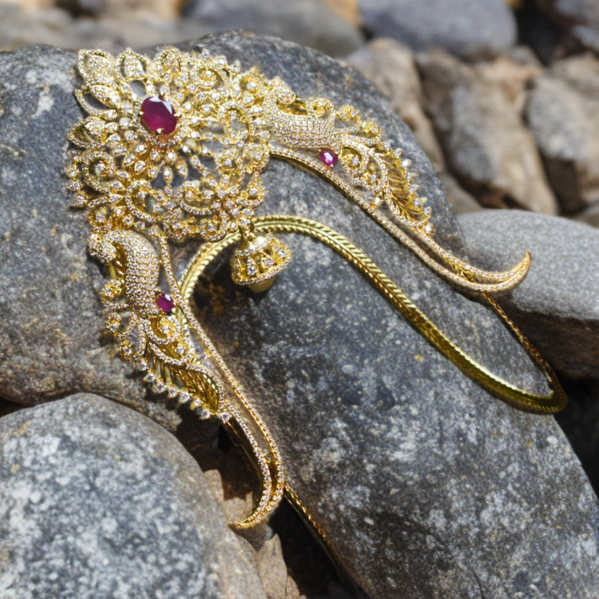 Asp Gold Plated Cz Arm Vanki-red