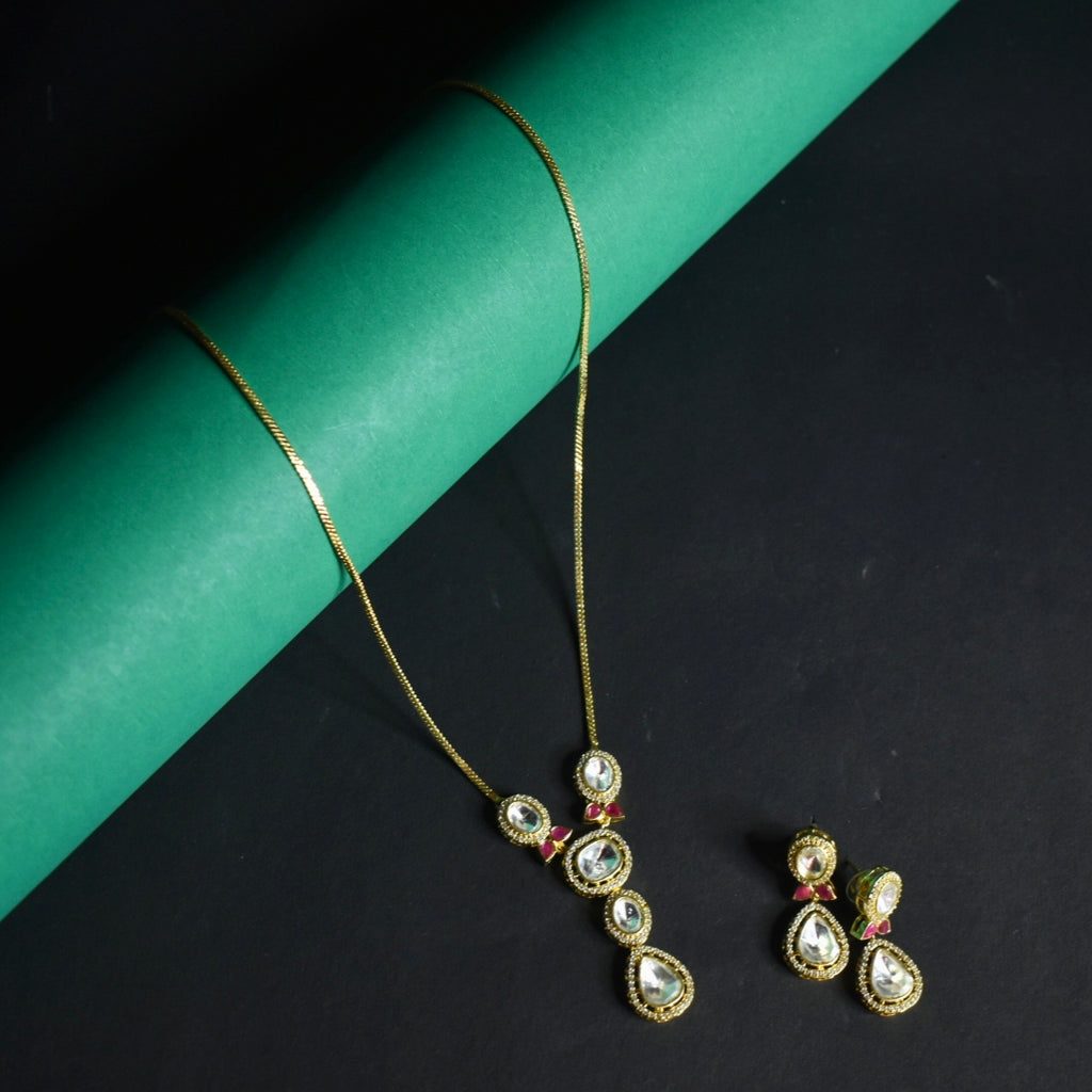 Asp Gold Plated Kundan Necklace Set