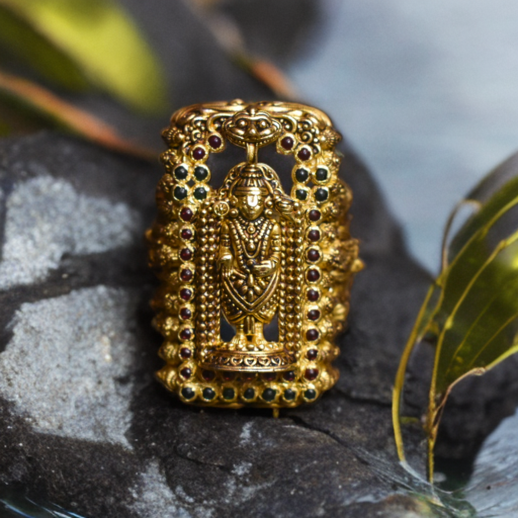 Asp Handcrafted Pure Silver Lord Balaji Ring With Vishnu Vishwaroop for Men