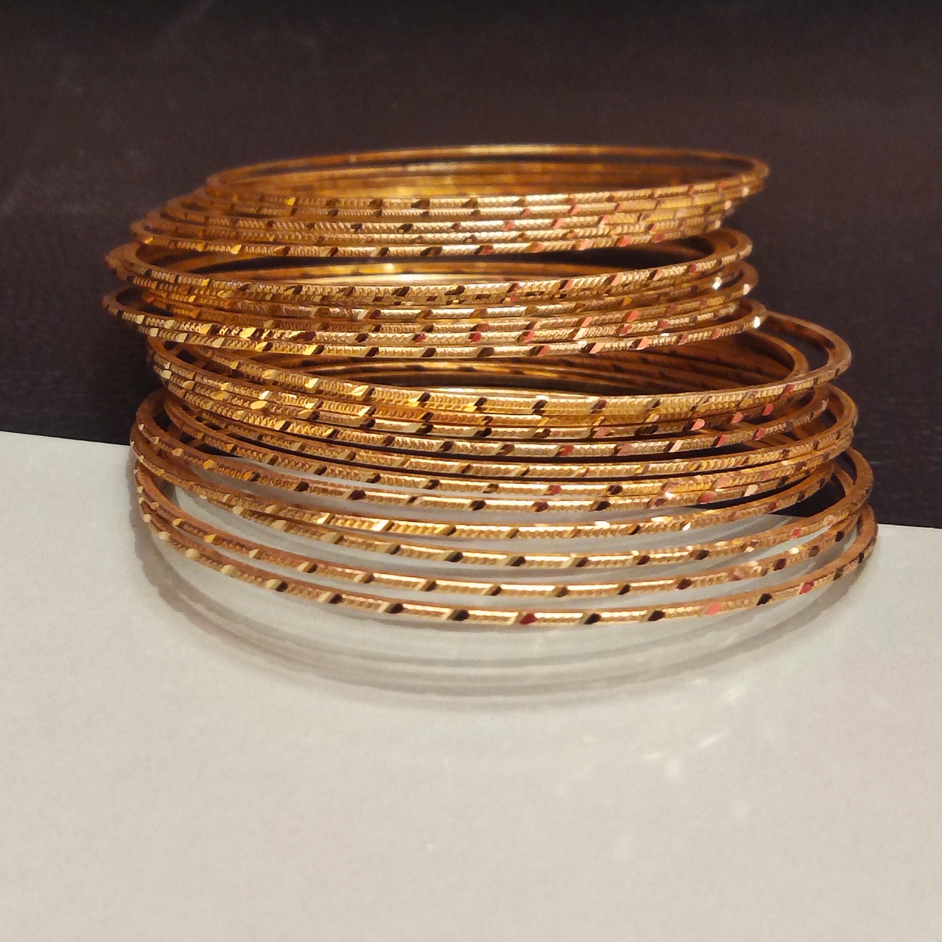 Asp One Gram Gold Plated 24 Thin Bangles Set