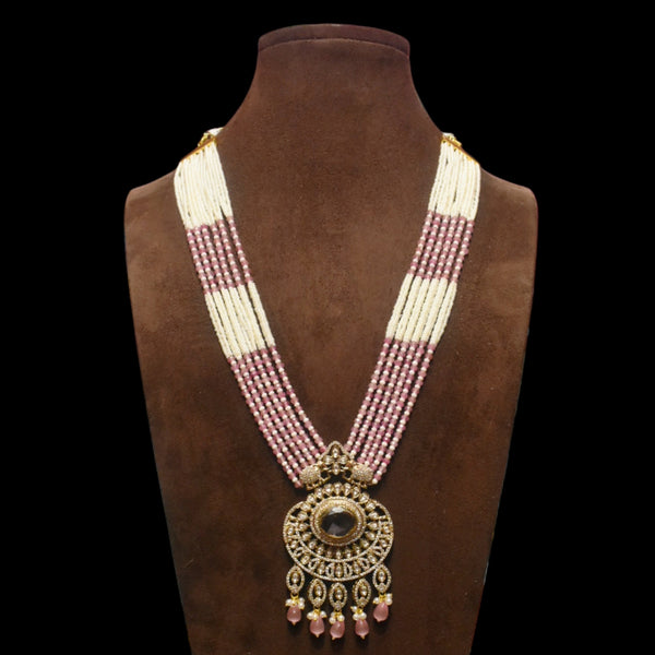 Asp Victorian Pink Zircon Beaded Necklace Set