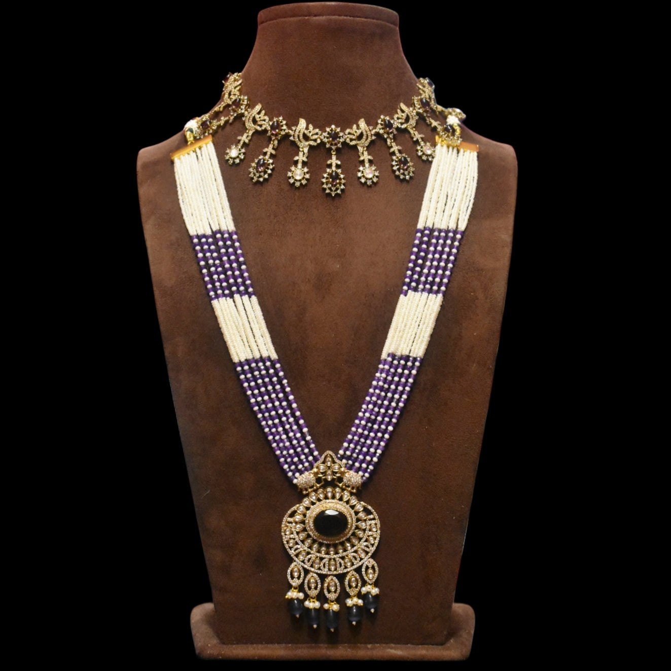 Asp Victorian Purple Zircon Bridal Necklace Set