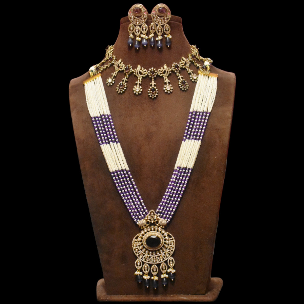 Asp Victorian Purple Zircon Bridal Necklace Set