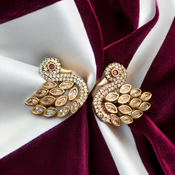 Asp Victorian Zircon Peacock Studs Earrings