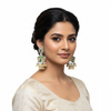 Bahubali Double Jhumka Earrings with Emerald and Pearl Drops