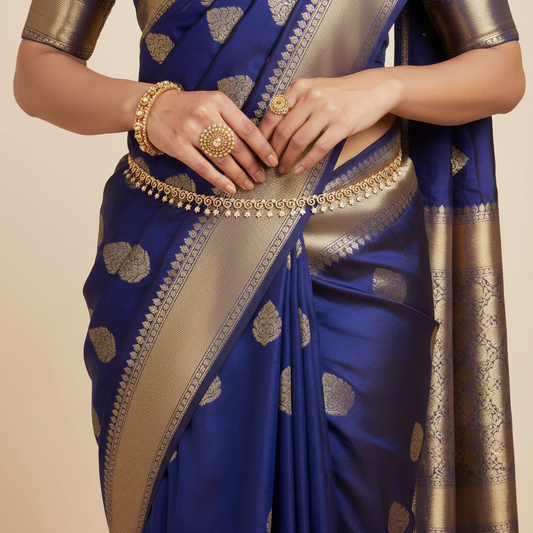 CZ Chain Vaddanam - 24K Gold Plated Lightweight Waist Chain