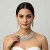 CZ Choker Set with American Diamonds - Regal Silver Plated Wedding Necklace