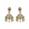 CZ Diamond Chandelier Jhumka Earrings – Emerald & Ruby | Gold Plated