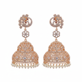 CZ Diamond Jhumka Set | Rose Gold| Traditional Indian Earrings