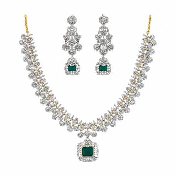 CZ Diamond Long Necklace Set – 