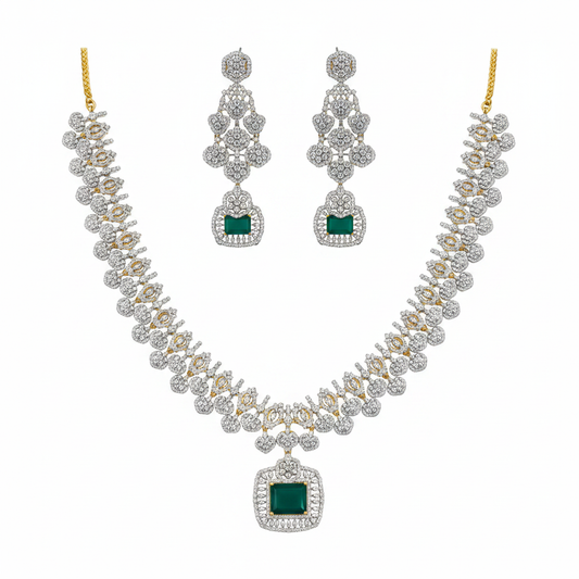 CZ Diamond Long Necklace Set – 