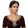 Ruby CZ Long Haram Necklace Set - 