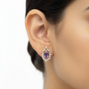 CZ Halo Square Stud Earrings — Blue, Green & Purple | Gold-Tone