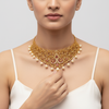 CZ Matte Choker Set with Jhumka Earrings - 24K Gold Plated Bridal Jewellery
