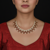 CZ Ruby Necklace Set - 24K Gold Plated Bridal Jewellery