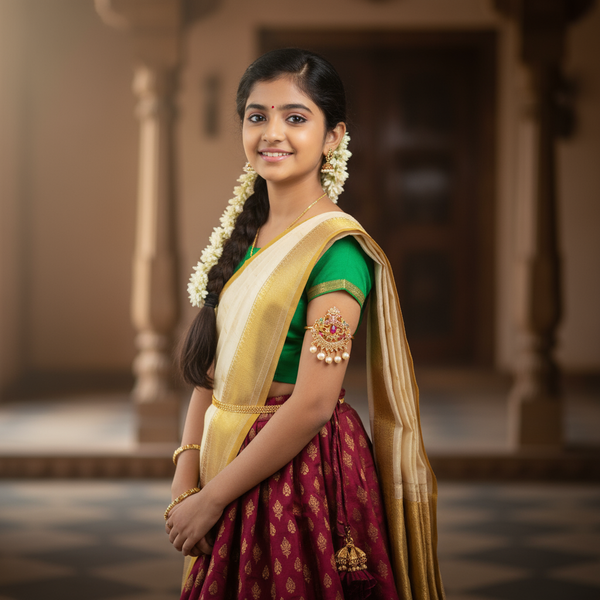 CZ Stone Kids Armlet | Sparkling Gold Plated Bajuband for Children (7-10 Inches)