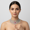 Changeable Color Stone Diamond Choker Set - 3 Stone Colors Included 24K Gold