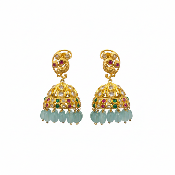 Classic Uncut Diamond Jhumka Set - Timeless Polki Style Earrings