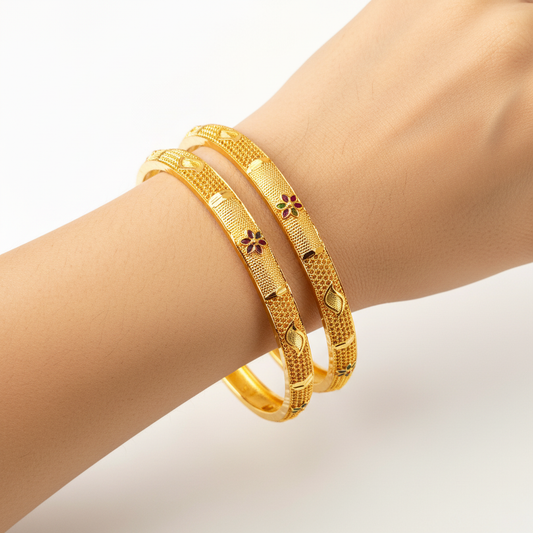Daily Wear Gold Plated Bangles Pair - One Gram Gold 24K