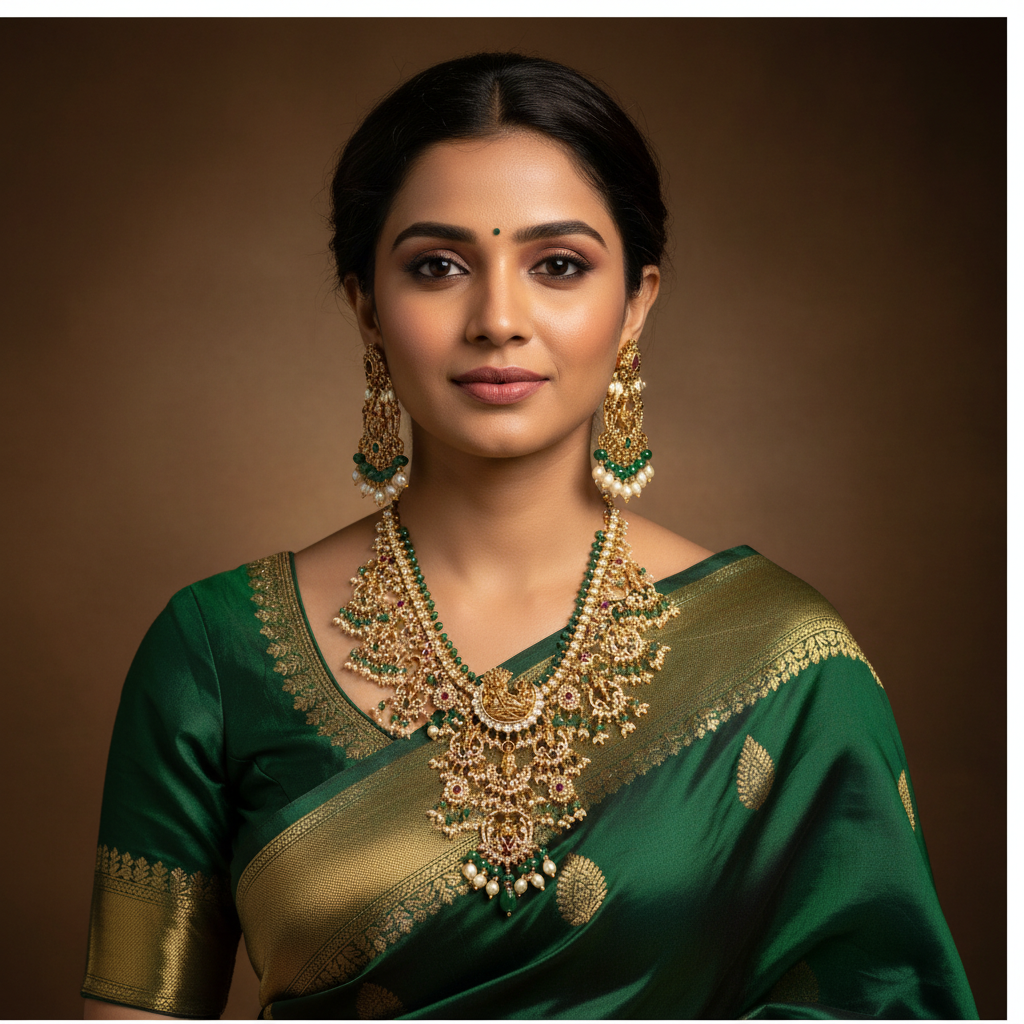 Dashavatar Lakshmi Temple Guttapusalu Necklace Set with Earrings