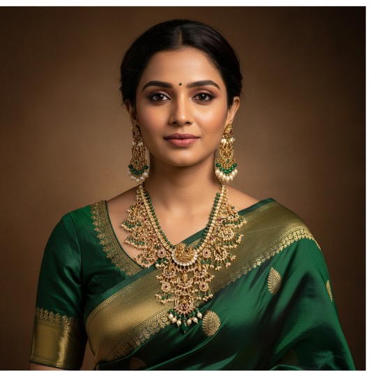 Dashavatar Lakshmi Temple Guttapusalu Necklace Set with Earrings