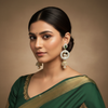 Diamond Finish CZ Jhumka Earrings with Pearl Drop