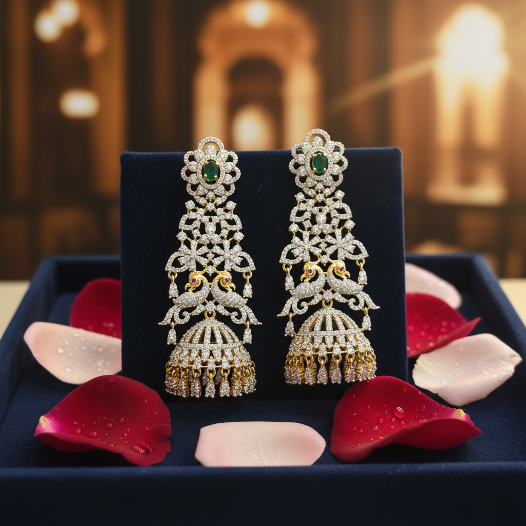 Diamond Replica CZ Jhumka Earrings 