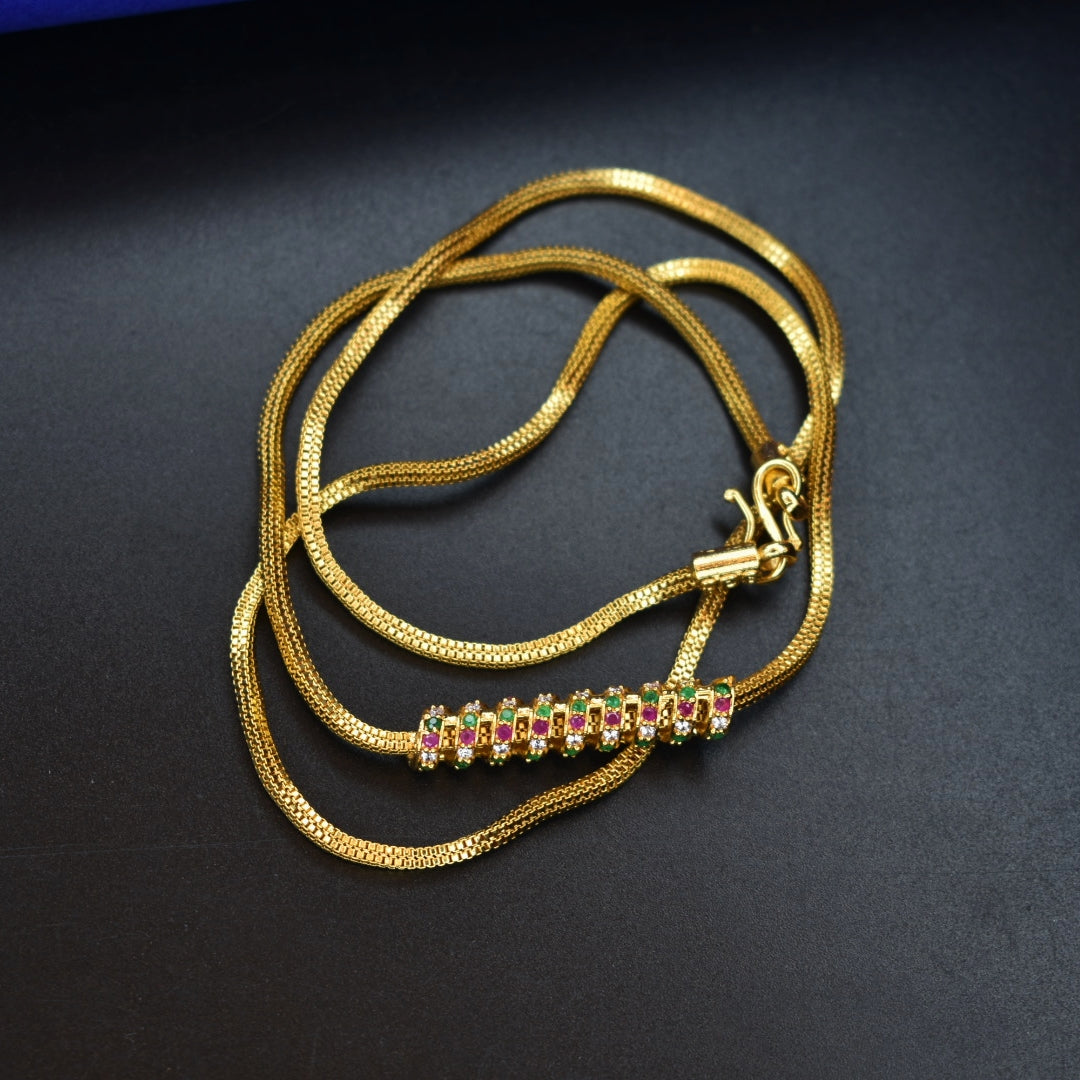 Elegant 24K Gold Plated Mugappu Chain - Premium South Indian Design