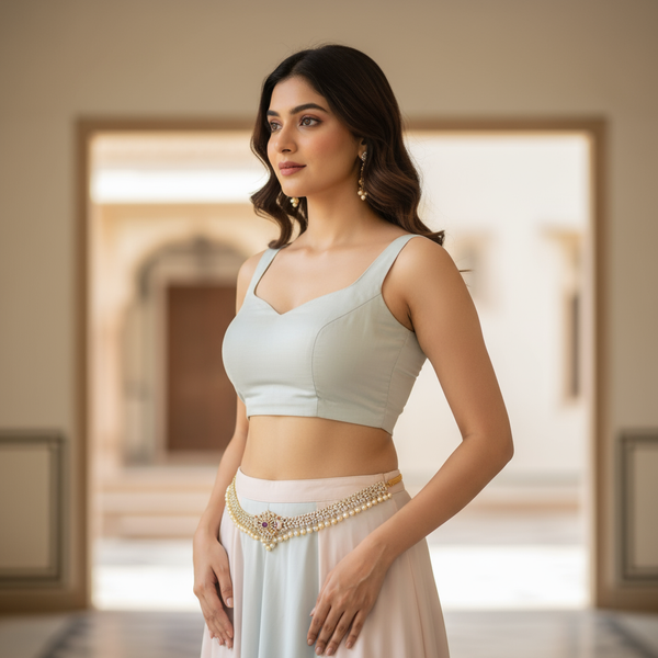 Elegant Floral Zircon 24K Gold Plate Designer Vaddanam