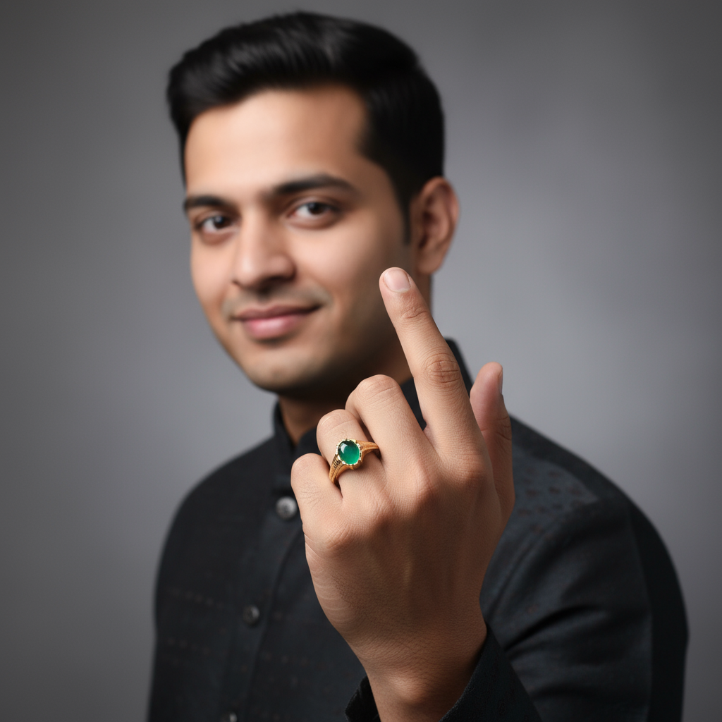 Emerald Panchloha Ring - Men's Anti-Tarnish