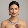 Evergreen Sparkle Ruby American Diamond Choker Set - 24K Gold Plated