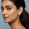 Evil Eye CZ Stud Earrings – 92.5 Sterling Silver with Blue Enamel