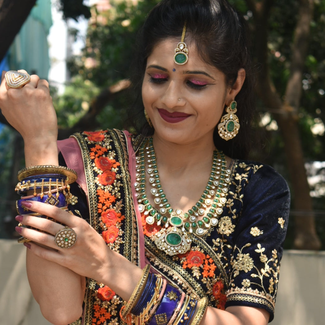 Exquisite Asp Fashion Moissanite Kundan Necklace and Earrings Set