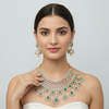Fantasy Emerald American Diamond Choker Set - Royal Ovals Gold Plated