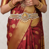 Goddess Lakshmi American Diamond Vaddanam - Floral Pearl 24K Gold Belt