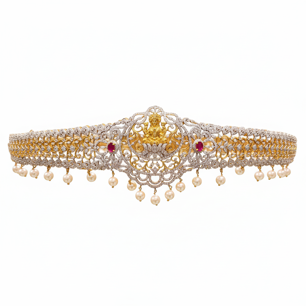 Goddess Lakshmi American Diamond Vaddanam 