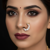 Gold CZ Crescent Nath | American Diamond Nose Ring for Women