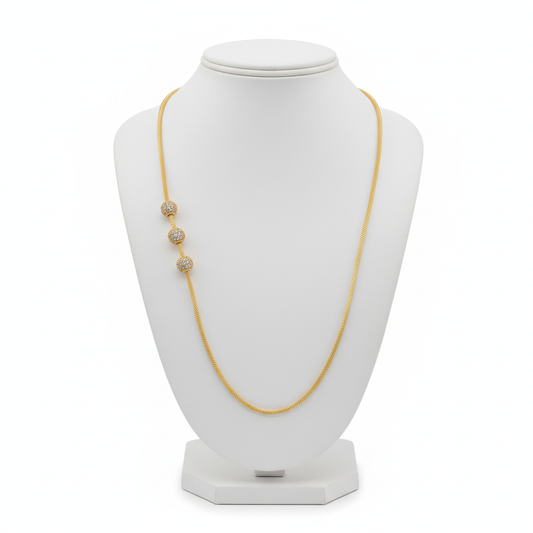Gold Chain Necklace with Decorative Beads - 24 Inch