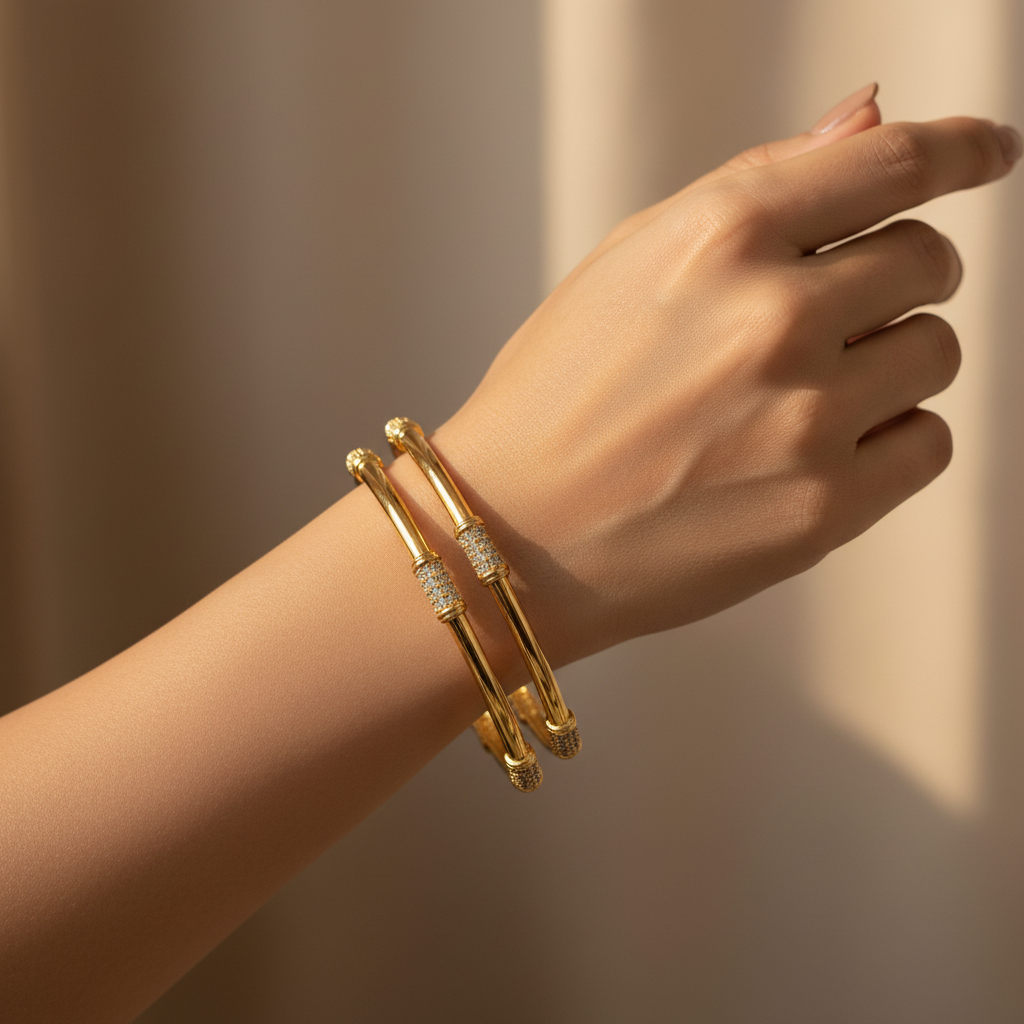 Gold Crystal Bangles