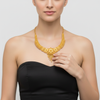 Gold Forming Necklace Set - Floral Tassel Design with Matching Earrings