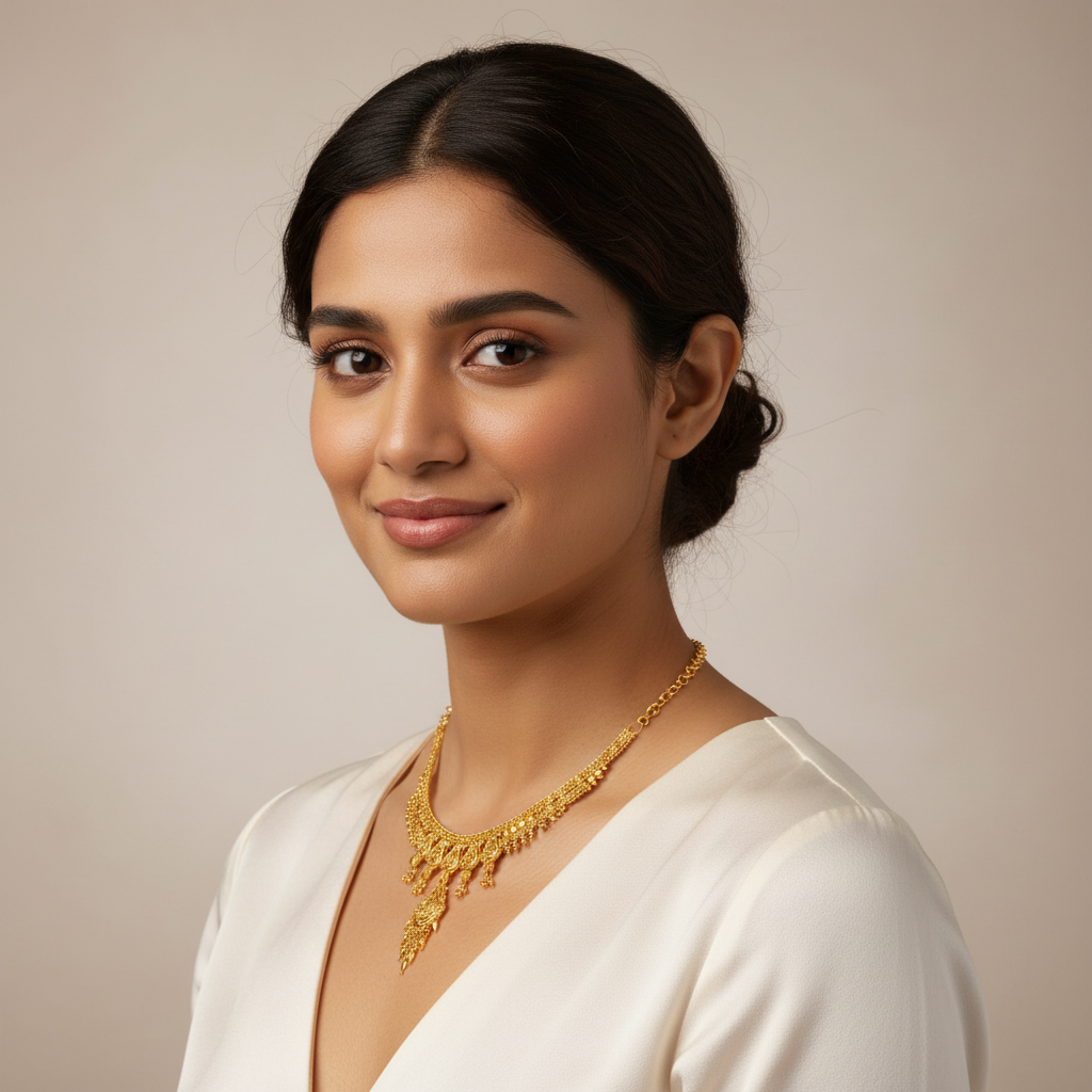 Gold Forming Necklace Set - Peacock and Mango Motif with Matching Earrings