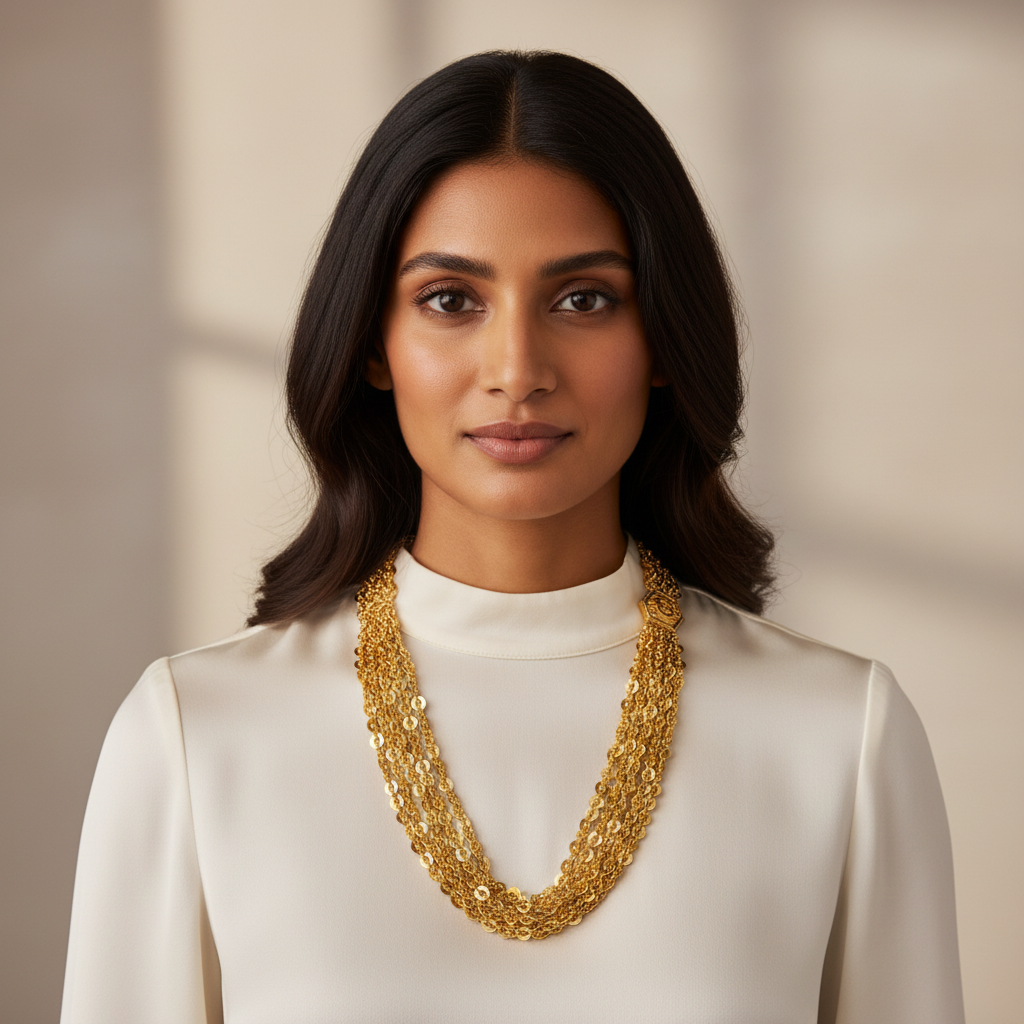 Gold Multi-Strand Coin Chain Necklace – Layered Statement Jewelry