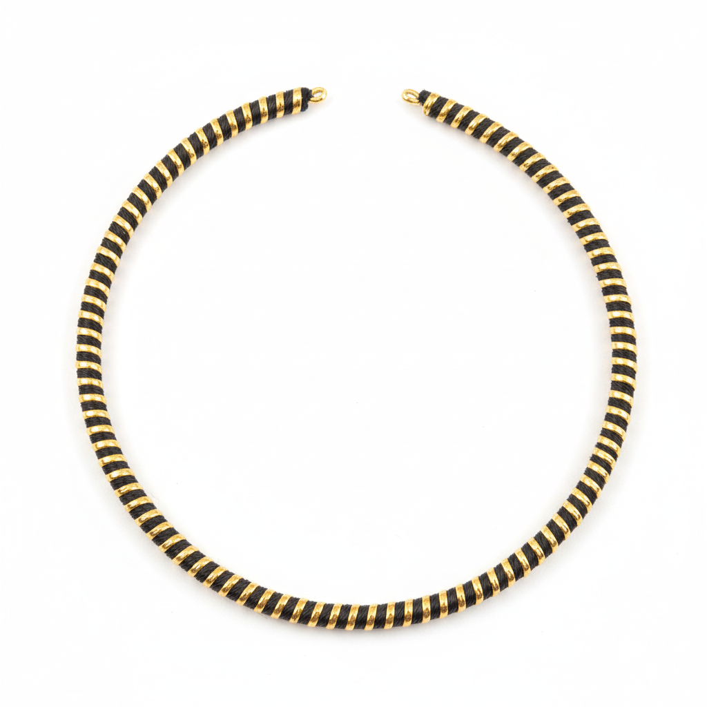 Gold Omega Choker Necklace on white background